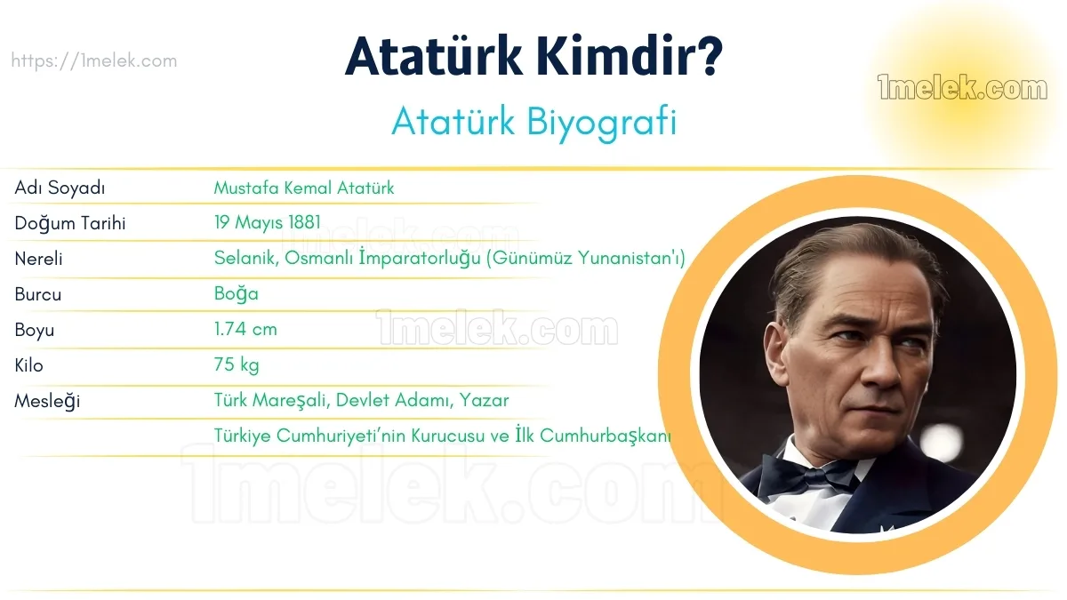 Atatürk Boyu, Kilosu, Göz Rengi, Saç Rengi, Eşi ve Biyografisi